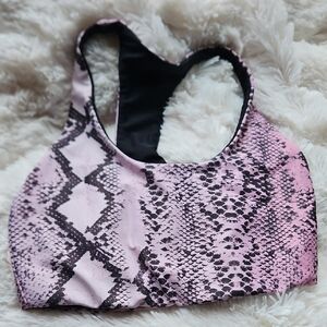 BEACH RIOT Cara Sports Bra Pink Ombre Snake Print Small NWOT